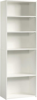 Sauder Beginnings 5-Shelf Bookcase, Bookshelf with Adjustable Storage Shelves, in Soft White