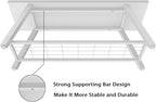 Industrial Entryway Bench Rustic Wood and Metal Storage Bench for Indoor Living Dining Room Bedroom Long Shoe Benches Seat (White)