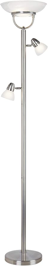 360 Lighting 3-in-1 Design Modern Torchiere Floor Lamp Dimmable Tree 3-Light 70" Tall Brushed Nickel Pole White Glass Shades for Living Room Reading House Bedroom Home Office