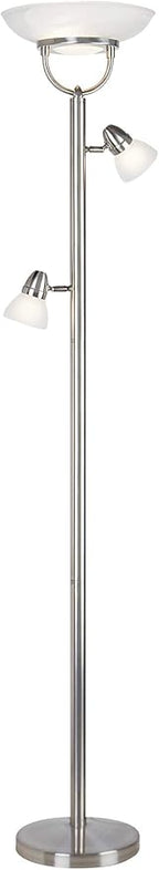 360 Lighting 3-in-1 Design Modern Torchiere Floor Lamp Dimmable Tree 3-Light 70" Tall Brushed Nickel Pole White Glass Shades for Living Room Reading House Bedroom Home Office