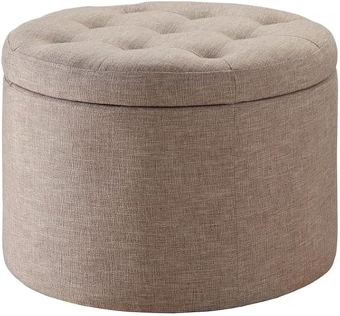 Convenience Concepts Designs4Comfort Round Shoe Ottoman, Tan Fabric