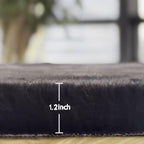 Black Round Rugs 8ft Machine Washable Rabbit Fur Area Rug Large Circle Rugs for Bedroom Faux Sheepskin Rug Cushion Living Room Décor