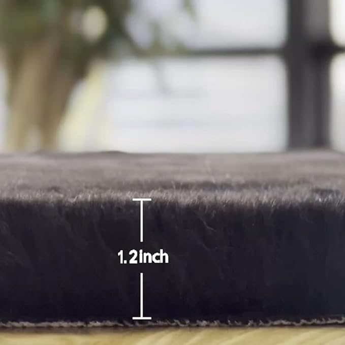 Black Fluffy Rug for Bedroom Shag Rug Washable Carpet Faux Rabbit Fur Rugs for Living Room Hallway Teen Room Décor Nursery Rugs Runner 2x6