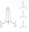 Iron Plate Stands for Display, Foldable Book Holder & Easel Stand for Sign, Versatile Poster Stand and Small Plate Stand for Home Decor, Art, Photo Frame, Card, Crystal Display (Silver, 4 inch (4Pcs))
