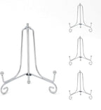 Iron Plate Stands for Display, Foldable Book Holder & Easel Stand for Sign, Versatile Poster Stand and Small Plate Stand for Home Decor, Art, Photo Frame, Card, Crystal Display (Silver, 4 inch (4Pcs))