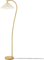 Globe Electric x Novogratz 61000043 62" Floor Lamp, Wood Toned, White Pleated Shade, Pivot Joint on Shade, On/Off Foot Switch, Black Cord, Modern Lighting for Living Room or Office