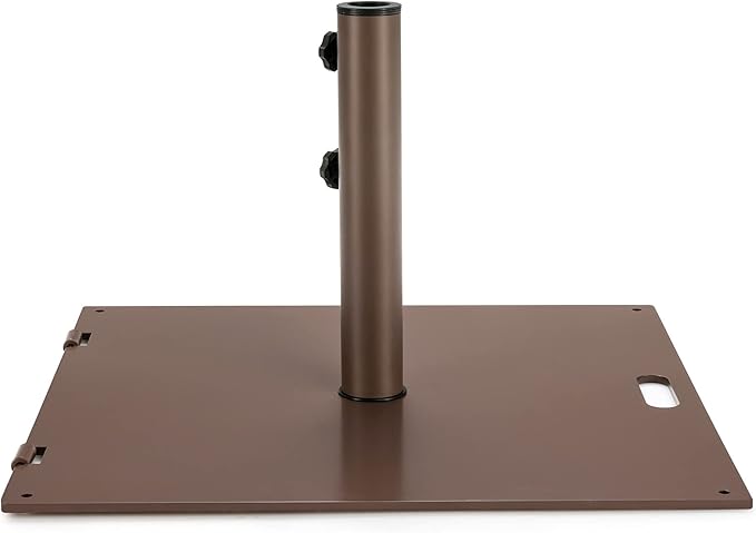 Giantex Patio Umbrella Base, 50 Lbs Steel Heavy Duty Umbrella Stand with Wheels, 24 Inch Square Umbrella Base with 2 Tightening Knobs, Suitable for Backyard, Deck, Poolside, Patio