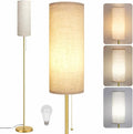 Modern Floor Lamp for Living Room, Gold Standing Lamps with 3 Color Temperatures Bulb, Minimalist Tall Lamp with Chain Switch for Bedroom, LED Bulb Included(Beige Shade+Gold)
