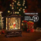 Christmas Lantern with USB+ Music Christmas Water Lantern Snow Globe Portable Creative Cute Christma Decorations and Charming Gifts (Elderly Deer)