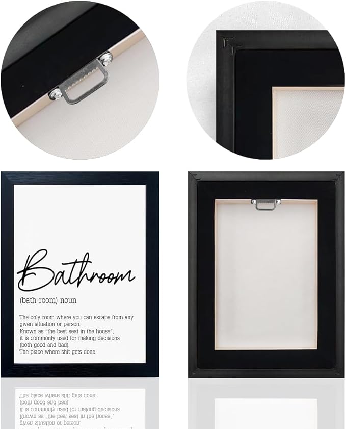Black and White Bathroom Rules Print Framed Bathroom Pictures Wall Decor Art Modern Canvas Artwork for Guest Toilet Washroom