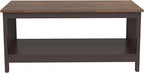 ChooChoo Farmhouse Coffee Table, Espresso Living Room Table with Shelf, 40 Inch