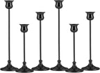 Metal Candle Holder Taper Candlestick Holders for Candle Sticks Vintage Candelabra for Halloween Thanksgiving Christmas (Matt Black, 2 Sets (6 pcs))