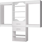 ROOMTEC Modular Closet System, 90" Wall Mounted Closet Organizer with Hanging Rods and Drawers, Wooden Tower for Walk-In Closets, Wardrobe Storage Kit, White