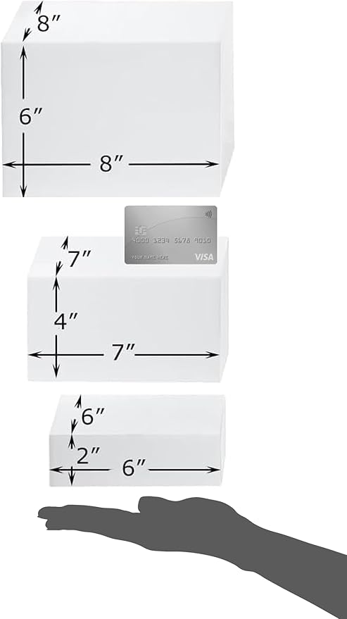 Red Co. Set of 3 Glossy White Acrylic Cube Display Nesting Risers with Hollow Bottoms - 2 Pack