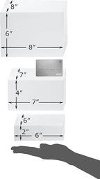 Red Co. Set of 3 Glossy White Acrylic Cube Display Nesting Risers with Hollow Bottoms - 2 Pack