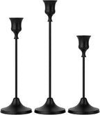 Set of 3 Black Tapered Candle Holder,Candlestick Tall Metal Candlestick Holders for Table Centerpiece Home Decor for Wedding Fireplace Mantel Housewarming Gift Fits 3/4 Inch Thick Candles