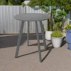 Outdoor Side Table, Weather Resistant Patio Small Outdoor Indoor Round Metal Steel Small Side Table, Waterproof End Table for Garden Balcony Yard, Grey