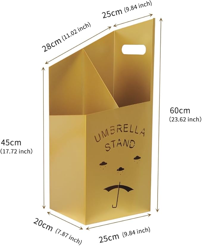 Detachable Base Umbrella Stand - Elegant Raindrop Design, Water Collection Tray, Gold/Black Finish, Durable Home & Office Organizer