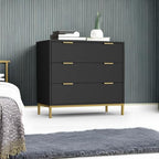 Anmytek Black Dresser for Bedroom, 3 Drawer Dresser with Spacious Storage Modern Wood Chest of Drawers for Bedroom Living Room Chest of Drawers for Hallway H0073