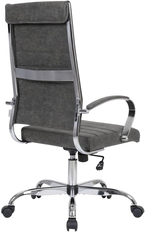LeisureMod Benmar Modern High Back Leather Office Chair with Adjustable Height, Swivel Base, Ergonomic Design for Home Office, Study, or Workspace(Charcoal, Pallet/30pcs.)