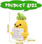 WASTIME Funny Knitted Wool Doll Toy with Positive Card - Creative Cute Mini Crochet Positive Potato Dolls Cheer Up Gift for Family Kids Friends Encouragement Decoration (Potato Girl & Pineapple)