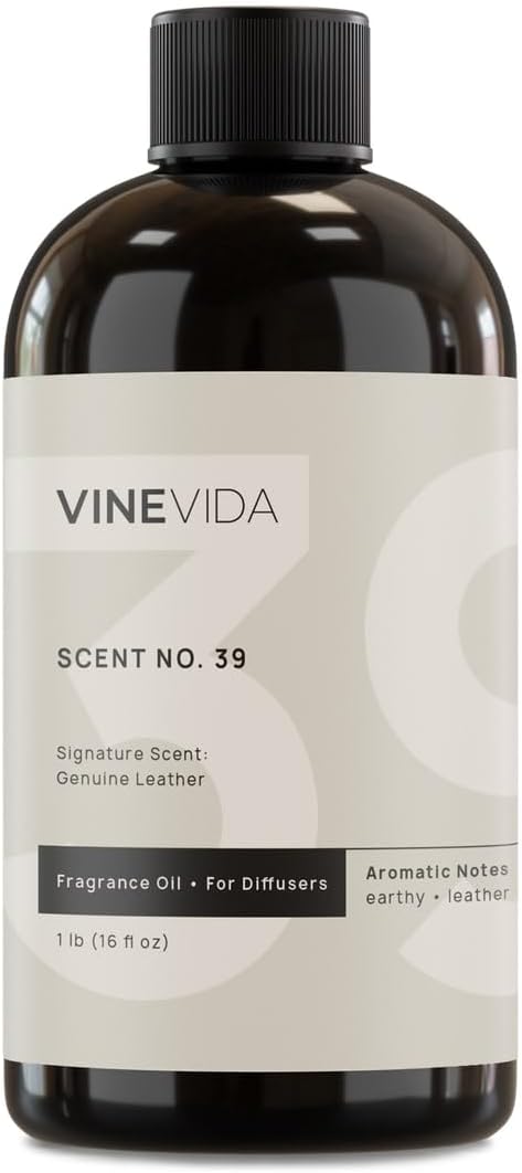 VINEVIDA Genuine Leather Fragrance Oil for Cold Air Diffusers, Essential Oils for Diffuser Oil Refill & Air Freshener Room Spray - 16 Fl Oz