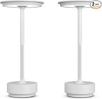 2 Pack Rechargeable Cordless Table Lamps, Portable 5000mAh LED Table Light, 3 Color Stepless Dimming Battery Powered Metal Table Lamp for Outdoo/Restaurant/Home/Patio.(Light Gray)