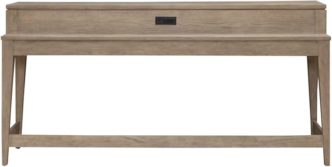Liberty Furniture Brentwood Console Bar Table with AC, USB Charging Station for Living Room - Sandstone Oak Wood