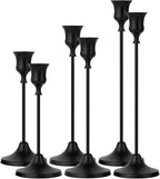 2 Sets(6 Pcs) Black Tapered Candle Holder,Candlestick Tall Metal Candlestick Holders for Table Centerpiece Home Decor for Wedding Fireplace Mantel Housewarming Gift Fits 3/4 Inch Thick Candles