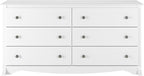 Prepac Sonoma 6-Drawer Double Dresser for Bedroom, Wide Chest of Drawers, Traditional Bedroom Furniture, 59" wide x 17.5" deep x 29" tall, White