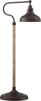 Franklin Iron Works Ferris Industrial Rustic Farmhouse Adjustable Pharmacy Floor Lamp Downbridge 57" Tall Bronze Faux Wood Grain Metal Brown Shade for Living Room Reading House Bedroom Family Home