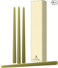 12-Inch Tall Dripless Taper Candles Set of 4 - Olive Green Tapered Candles, Perfect for Halloween - Smokeless, Unscented, Long Burning - Hand Poured, Colored Tall Candlesticks - Oliva