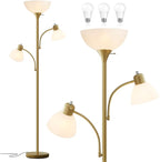 Luvkczc Floor Lamps for Living Room, 72" Tall Standing Lamps, Torchiere Lamp with 8W Adjustable Reading Lights, Modern Bright Floor Lamp for Bedroom, Office, Dresser, Gold&White, Bulbs Included
