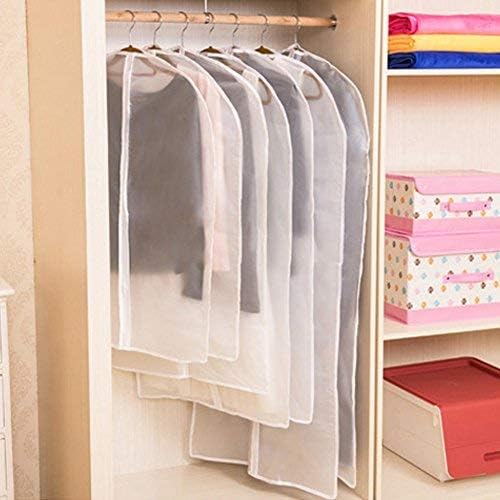 Bringsine Hanging Garment Bag Lightweight Clear Full Zipper Suit PEVA Moth-Proof Breathable Dust Cover for Closet Clothes Storage See-Through Travel Organizer Dress Pack of 5 (60x120CM)