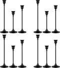 Metal Candle Holders for Candlesticks Taper Candlestick Holders Set Vintage Decorative Centerpiece Candelabra Tall Candle Stands (Matt Black, 4 Sets (12 pcs))