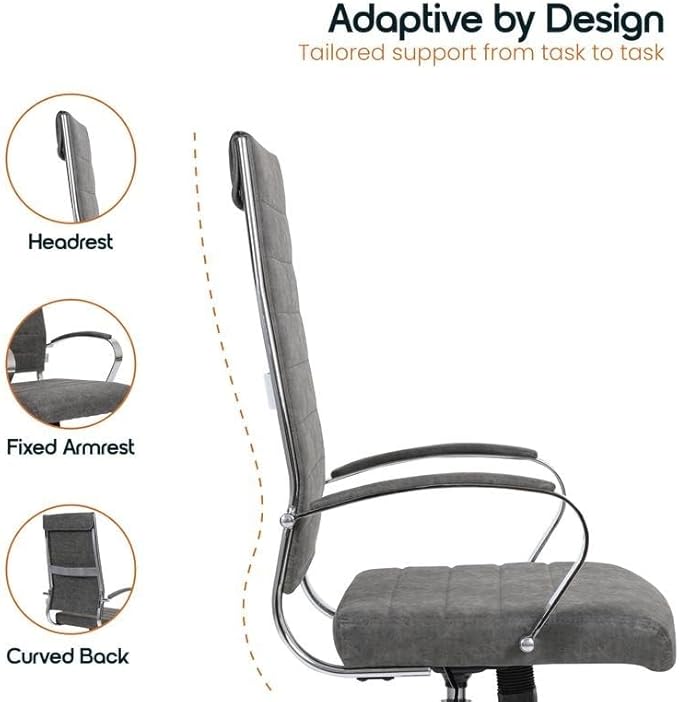 LeisureMod Benmar Modern High Back Leather Office Chair with Adjustable Height, Swivel Base, Ergonomic Design for Home Office, Study, or Workspace(Charcoal, Pallet/30pcs.)