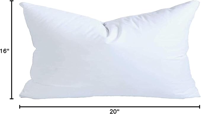 MoonRest® 16x20 Inch Synthetic Down Alternative Rectangle Pillow Insert Form Stuffer for Sofa Shams, Decorative Throw Pillow, Cushion and Bed Pillow Stuffing - Hypoallergenic 16“X 20”