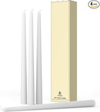 12-Inch Tall Dripless Taper Candles Set of 4 - White Tapered Candles, Perfect for Wedding,Dinner - Smokeless, Unscented, Long Burning - Hand Poured, Colored Tall Candlesticks - Blancas