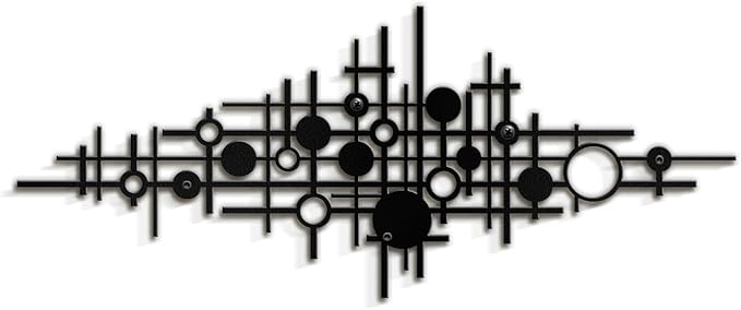 SIGNLEADER Metal Wall Art Decor Black Circle Abstract Shapes Minimalist Modern Abstract Wall Sculpture Hangings Home Decoration for Living Room, Bedroom, Bathroom, Kitchen, Outdoor - 36" Black
