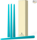 12-Inch Tall Dripless Taper Candles Set of 4 - Turquoise Tapered Candles, Perfect for Spring - Smokeless, Unscented, Long Burning - Hand Poured, Colored Tall Candlesticks - Teal