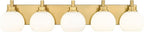 Bathroom Light Fixtures, 5-Light Brushed Gold Bathroom Vanity Lights Over Mirror with Globe Milk White Glass Shade, 32 Inch Modern Vanity Lighting Fixtures, VL195-BG-ML-5
