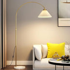 CraftThink Floor Lamp, Contemporary Metal Corner Lamp with Geometric Shade, E26 One-Light Tall Lamp Standing Lamp for Bedroom Reading Living Room, Bulb not Included (Golden)