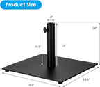 Tangkula 36LBS Square Umbrella Base, Heavy Duty Patio Umbrella Base Stand with 3 Adapters, 20”x20” Weighted Outdoor Umbrella Stand with Adjustable Foot, Suitable for Backyard, Deck, Poolside