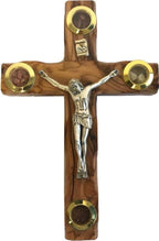 Holy Land Market Olive wood Cross from Bethlehem with a Certificate and Lord prayer card (6.2 Inches), Brown