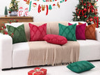 decorUhome Spring Throw Pillow Covers 20x20 Inch Set of 2, Soft Plush Faux Fur Wool Burgundy Couch Pillow Covers, Decorative Neutral Pillow Cases for Bed Sofa Living Room Home Decor