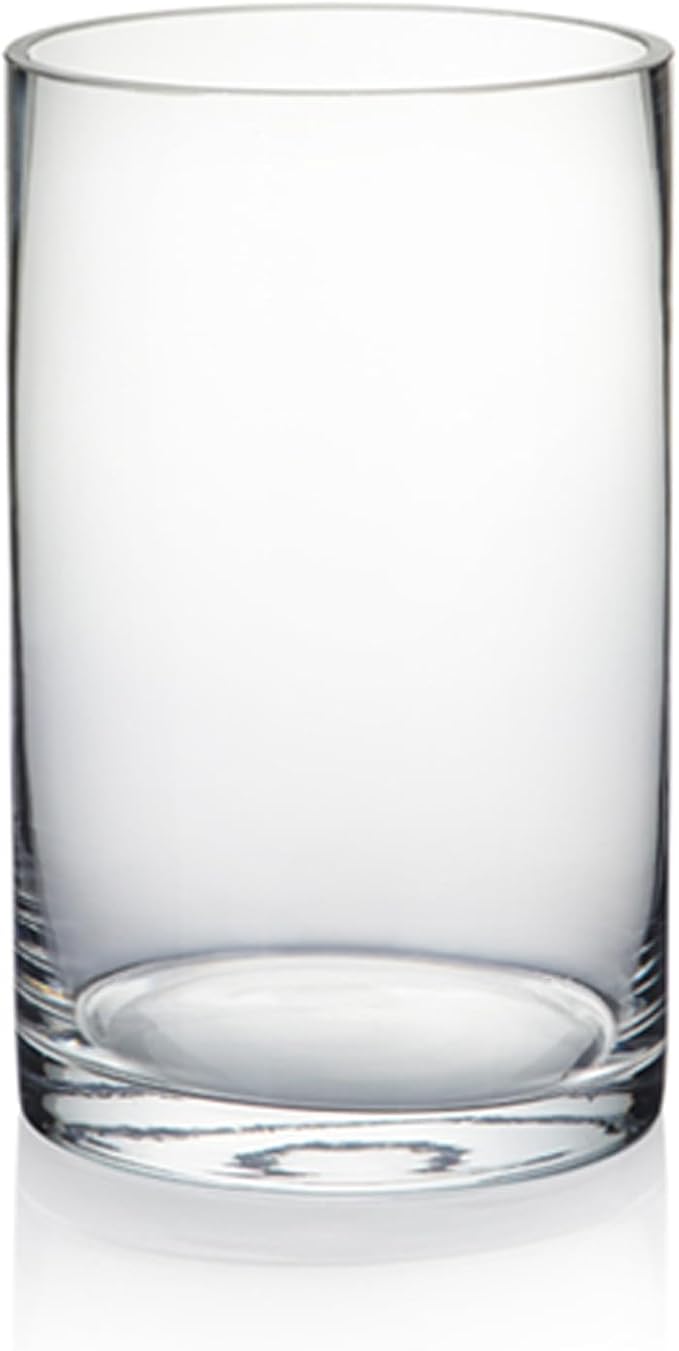 WGVI Quality Thick Clear Cylinder Glass Vase, 3" W x 5" H, Floral Container, Glass Candle Holder, Flower Vases, Wedding Centerpiece, Table Top Home Décor Accent, in Bulk Wholesale, 18 Pieces
