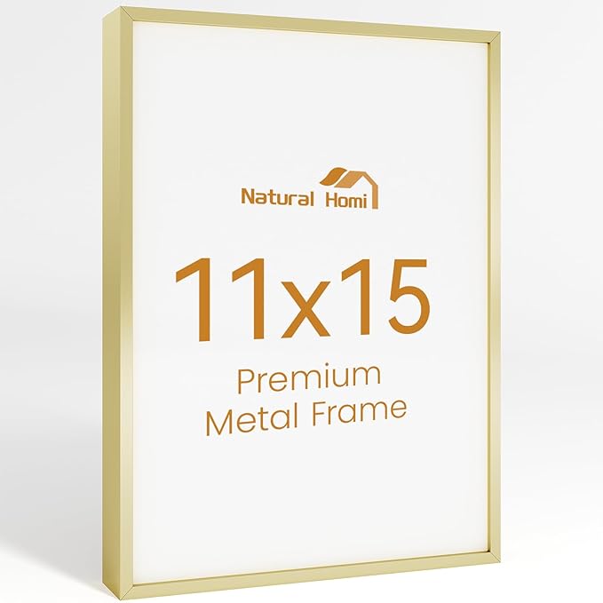 11x15 Aluminum Metal Picture Frame,Tempered Glass Gold Photo Frame 11x15 for Family Photo,Posters,Art,Document to Wall Mount Horizontally or Vertically