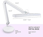 Neatfi Task Lamp – 2,500 Lumens, 30W, 22-Inch Wide Shade, 4 Brightness Levels, Eye-Caring Light, LED Task Light for Manicure Table, Crafts, Workbench, Office (Non-CCT with Base, White)