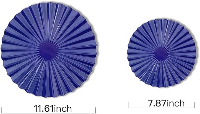 ITrixgan Deep Blue Wall Art Round Metal Modern Accent Sunburst Hanging Decor Above Bed TV for Home Office Bedroom Living Room Set of 4