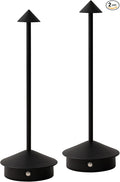 Arrrow LED Cordless USB-C Re-Chargeable Desk Lamp, 5200mAh Battery Operated with 3 Color Temperature 2700K-3000K-3500K and Fingertip Touch On/Off Plus Dimming in Black (Pack of 2)